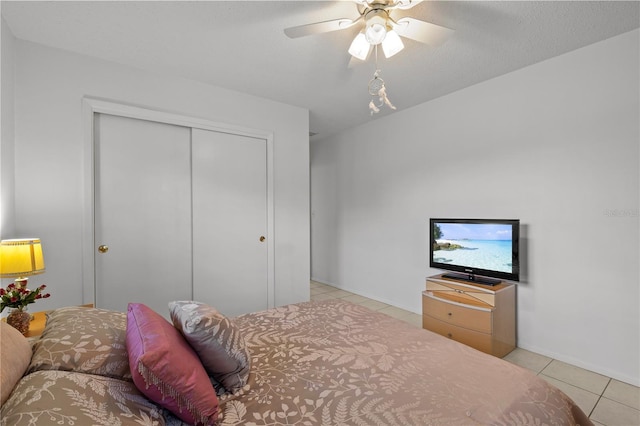 2516 Roberta St, Largo, FL 33771 - bedroom featuring light tile patterned floors, a closet, and ceiling fan