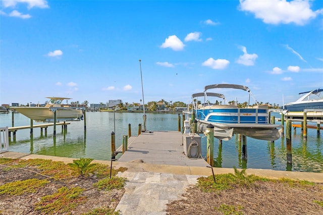 view of dock featuring a water view