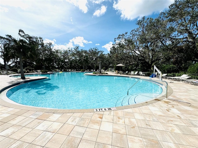 view of pool featuring a patio