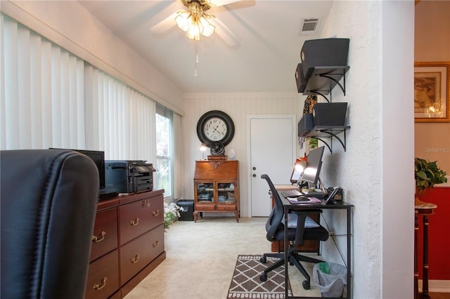 office featuring ceiling fan