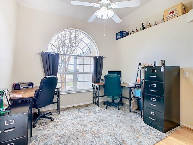 office featuring ceiling fan