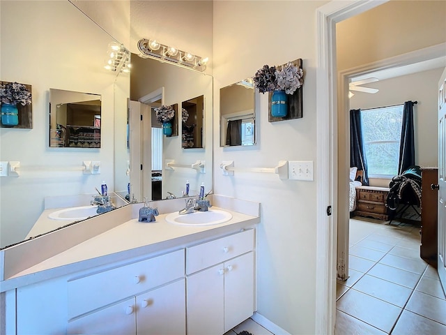 bathroom with vanity and tile patterned flooring