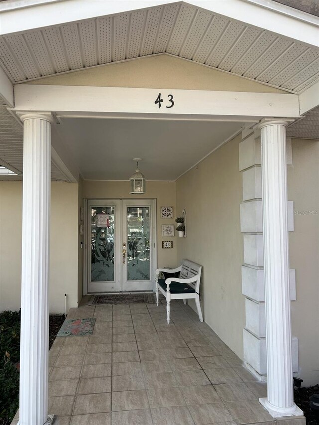 doorway to property with french doors