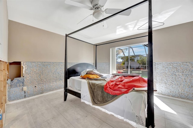 bedroom featuring ceiling fan