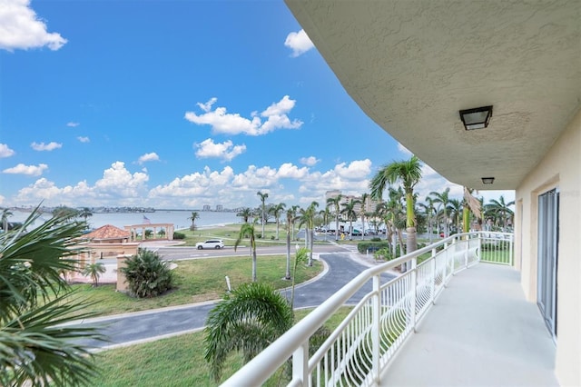 balcony with a water view