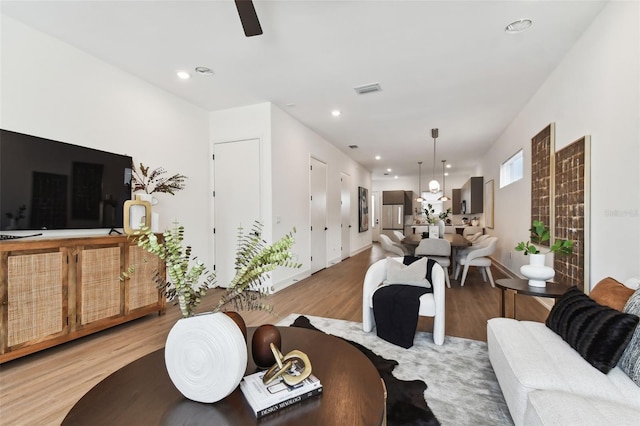 living room featuring light hardwood / wood-style floors