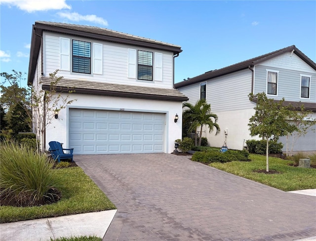 view of property featuring a garage