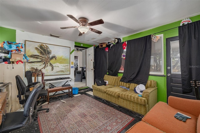 office area featuring ceiling fan