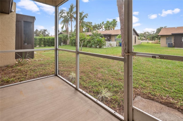 view of unfurnished sunroom