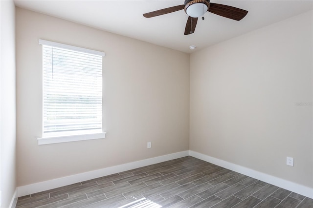 unfurnished room with ceiling fan