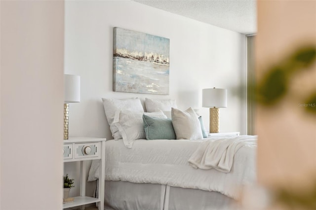 bedroom with a textured ceiling