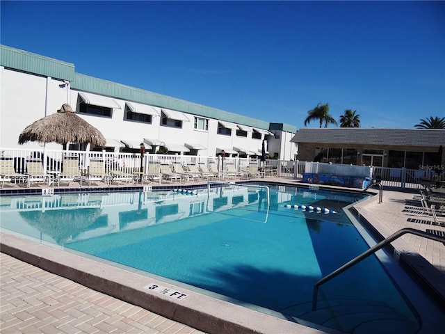 view of pool featuring a patio area