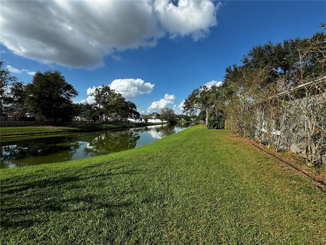 view of yard with a water view