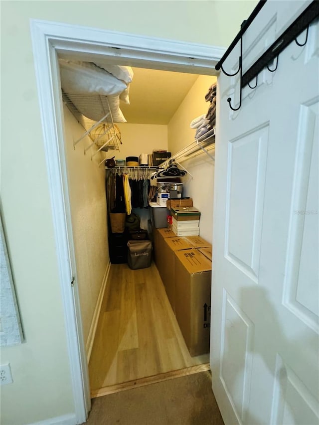 spacious closet featuring hardwood / wood-style flooring