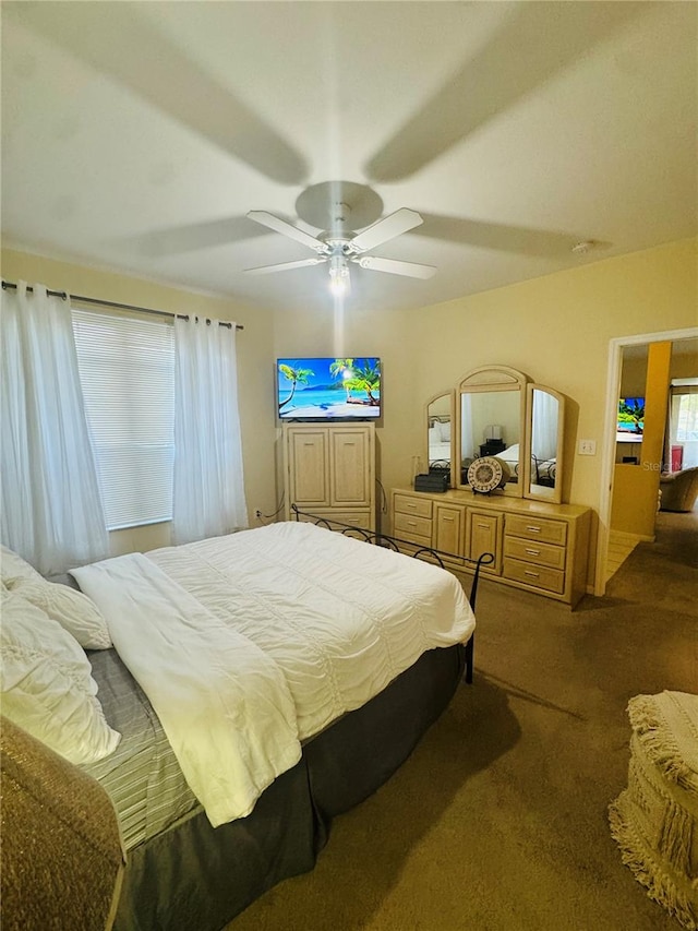 bedroom with carpet flooring and ceiling fan