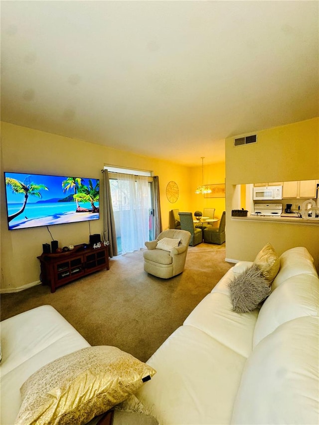 living room with carpet floors