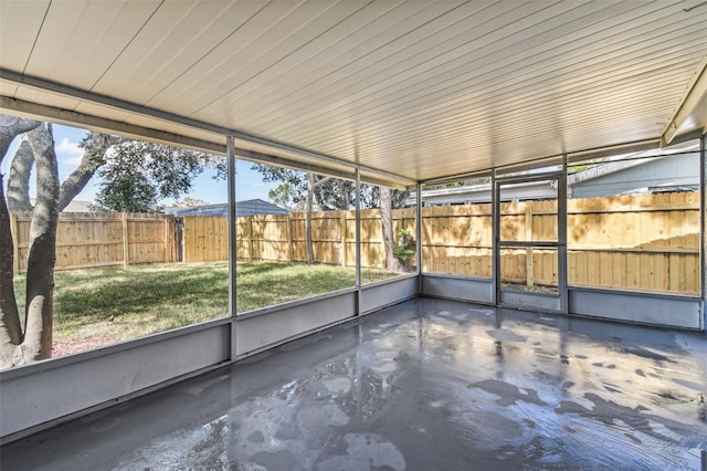 view of unfurnished sunroom