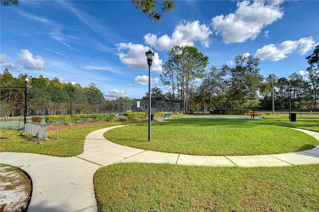 view of home's community with a yard