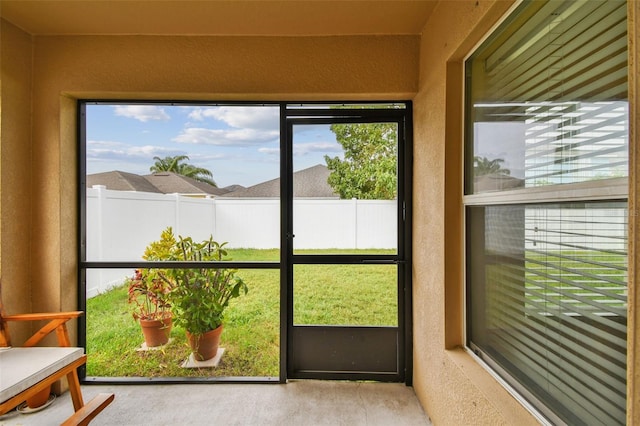 view of unfurnished sunroom