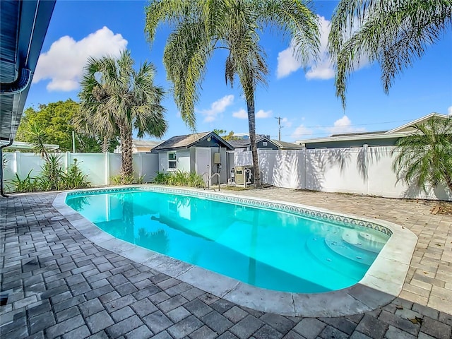 view of swimming pool with a patio