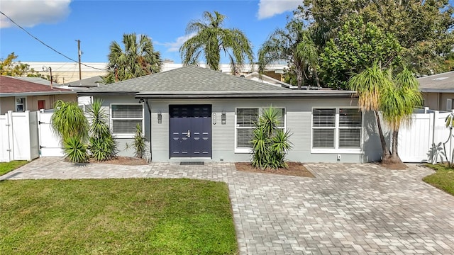 view of front of home with a front yard