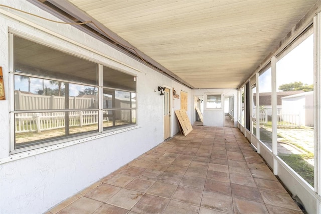 view of unfurnished sunroom