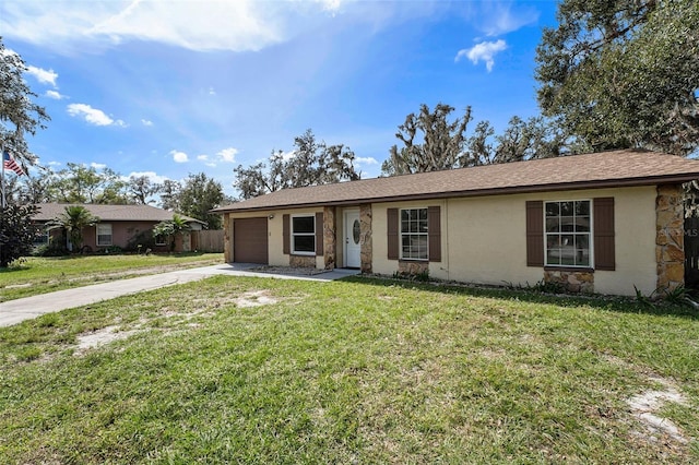 single story home with a front yard