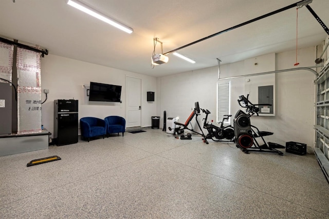 workout room featuring electric panel