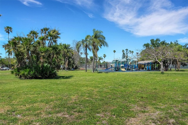 view of yard with a playground