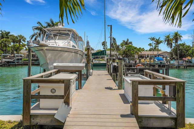 dock area featuring a water view