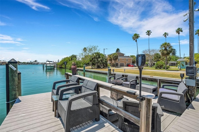 view of dock featuring a water view