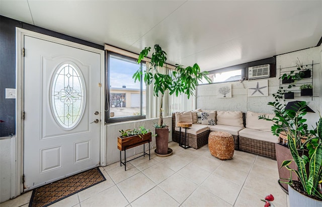 tiled entrance foyer with a wall unit AC