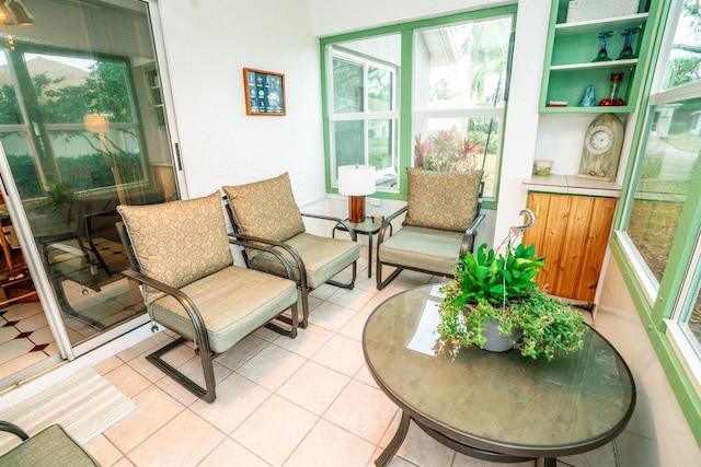 interior space featuring light tile patterned floors