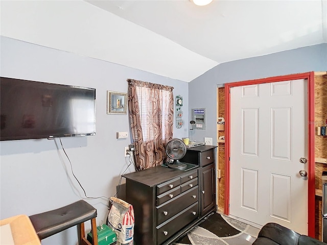 bedroom with vaulted ceiling