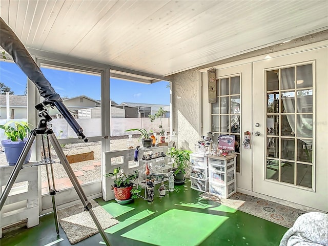 view of unfurnished sunroom