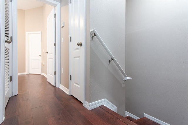 hall with dark wood-type flooring