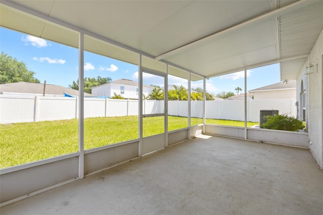 view of unfurnished sunroom