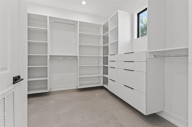 spacious closet with visible vents