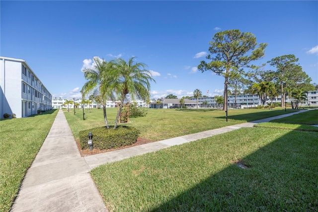 view of home's community with a yard