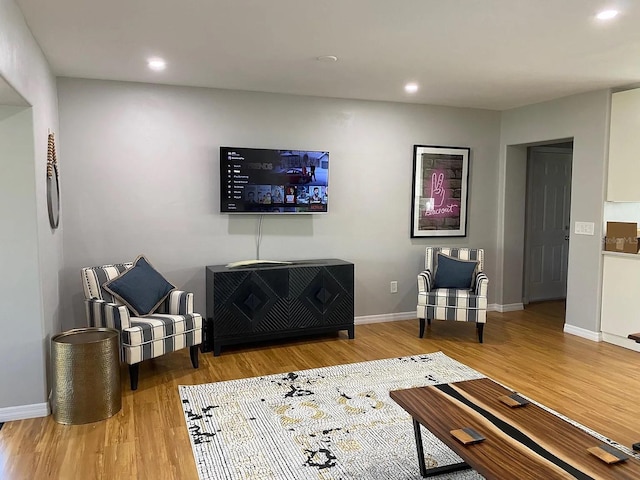 living room with hardwood / wood-style flooring