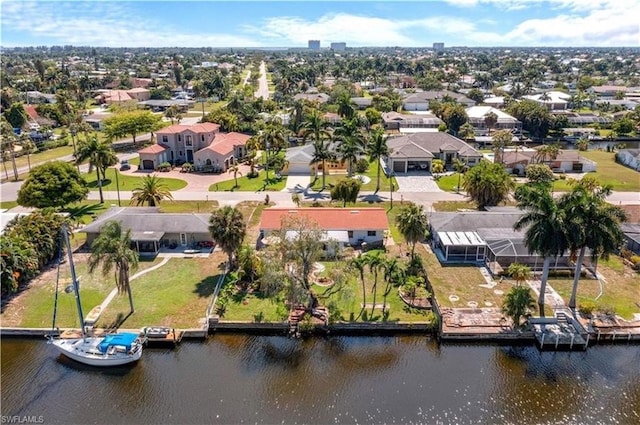 bird's eye view featuring a water view