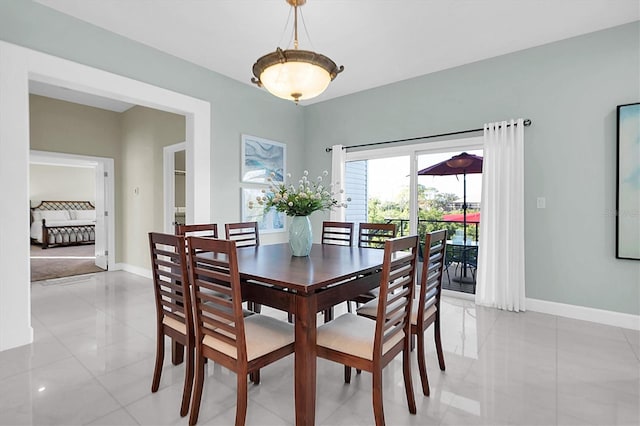 view of tiled dining area