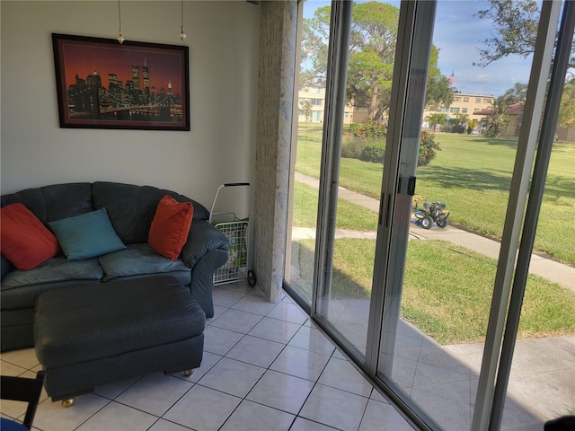 view of tiled living room