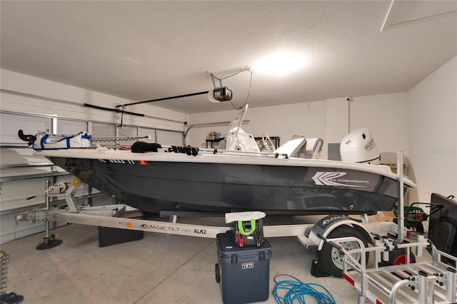 garage with a garage door opener