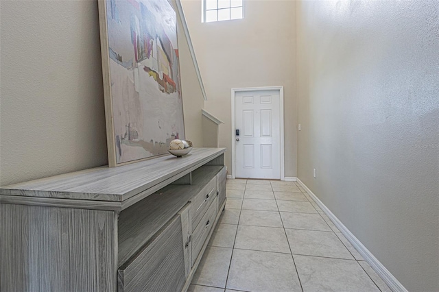 bathroom with tile patterned floors