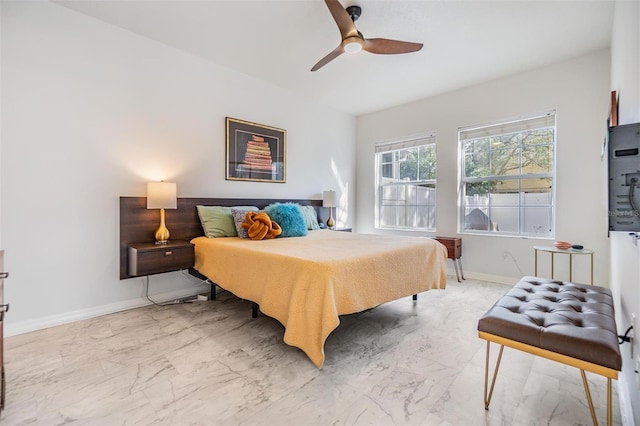 bedroom featuring ceiling fan