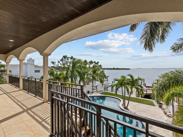 balcony with a water view