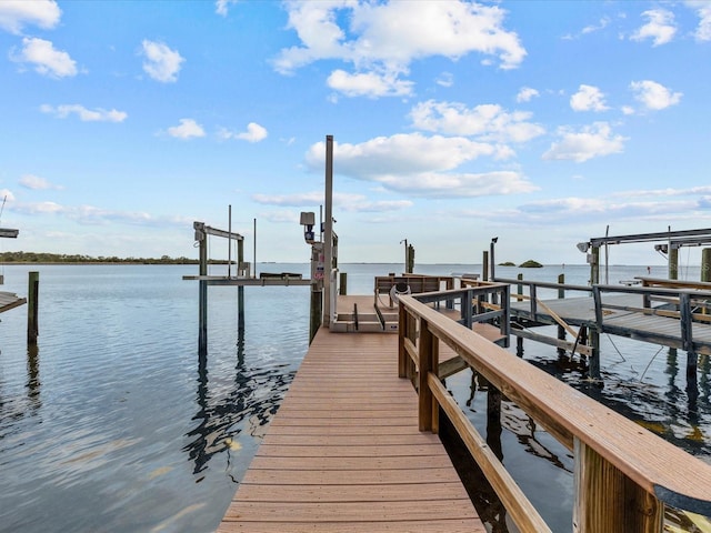 view of dock featuring a water view