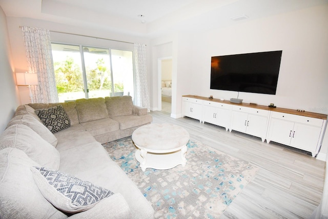 living room featuring light wood-type flooring