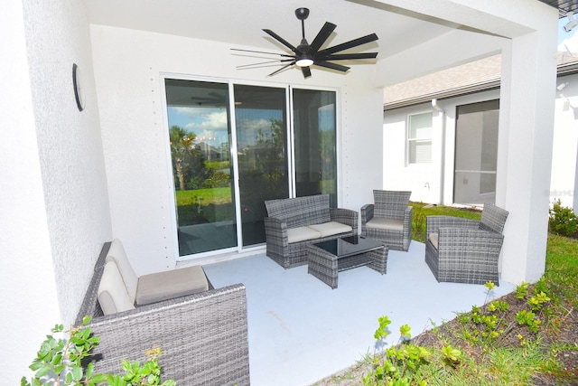 view of patio / terrace with outdoor lounge area and ceiling fan